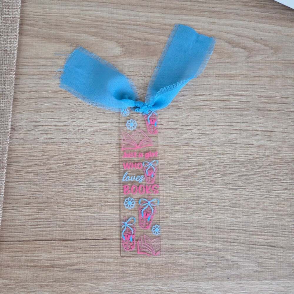 Handmade Acrylic Bookmark girl who loves books